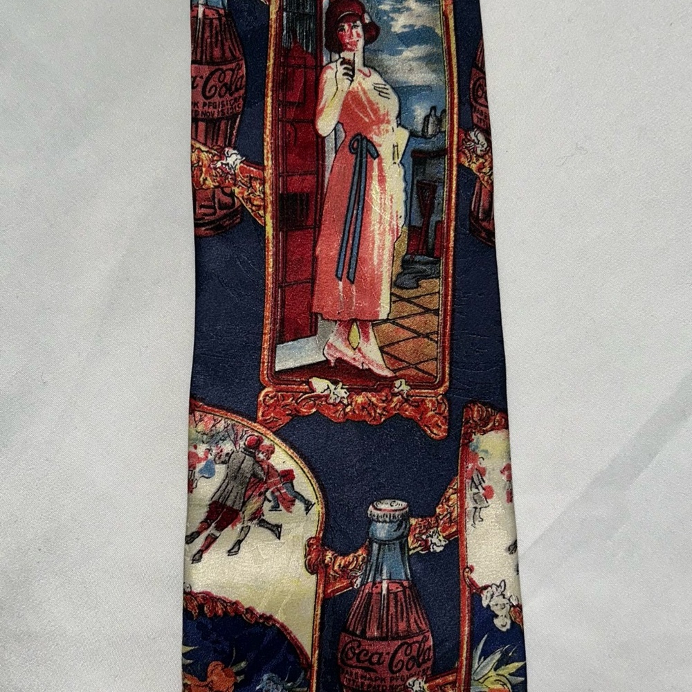 Coca-Cola Artistic Tie with Red and Blue Accents
